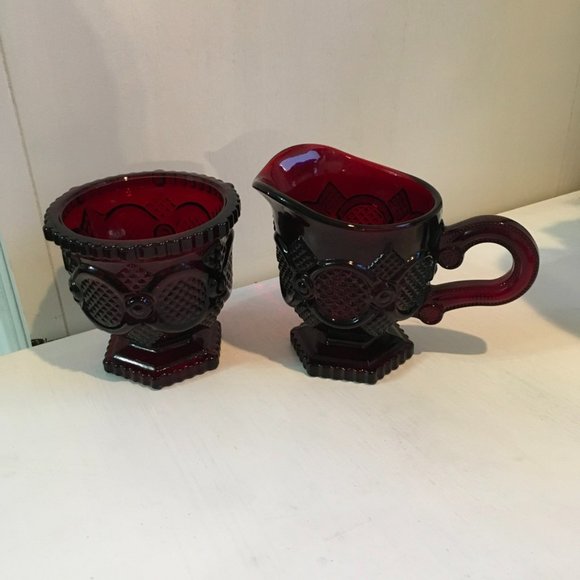 Avon | Kitchen | Cape Cod Vintage Avon Ruby Red Sugar Bowl And Creamer ...